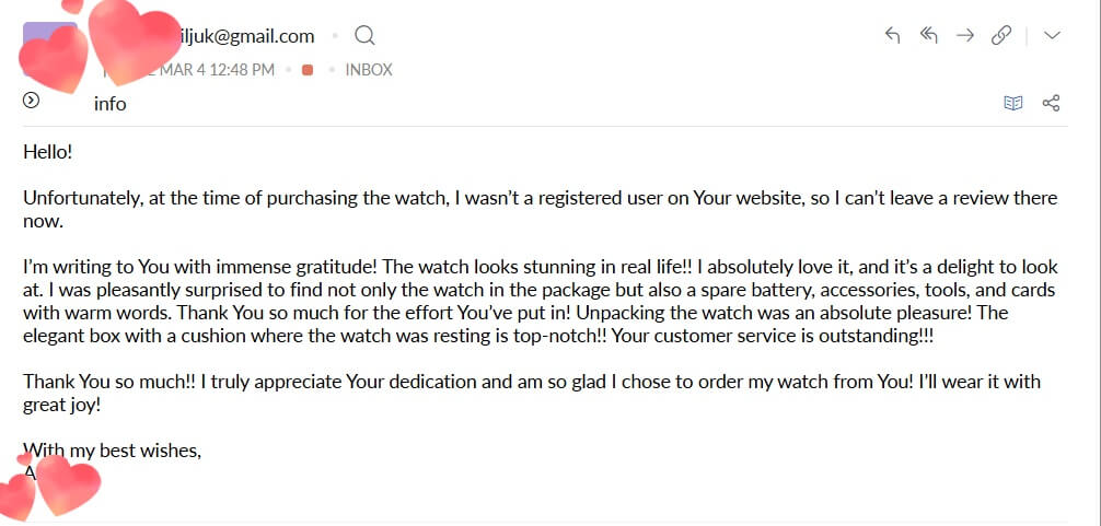 WatchwithSun customer emails