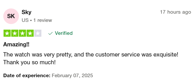 WatchwithSun customer Trustpilot reviews2