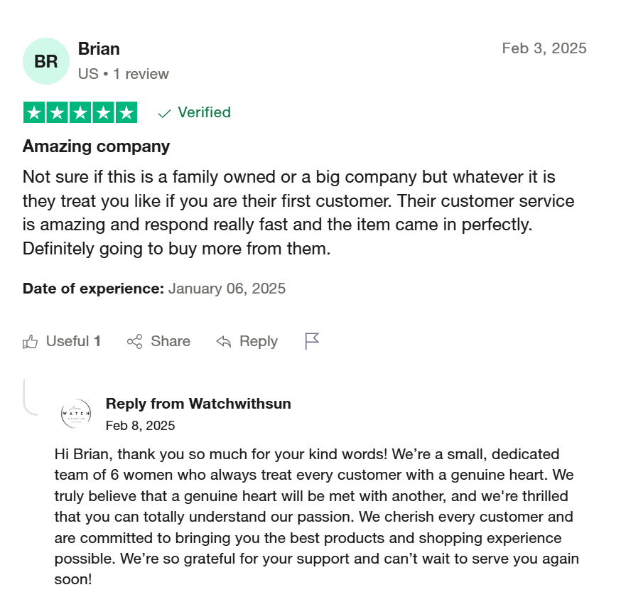 WatchwithSun customer reviews