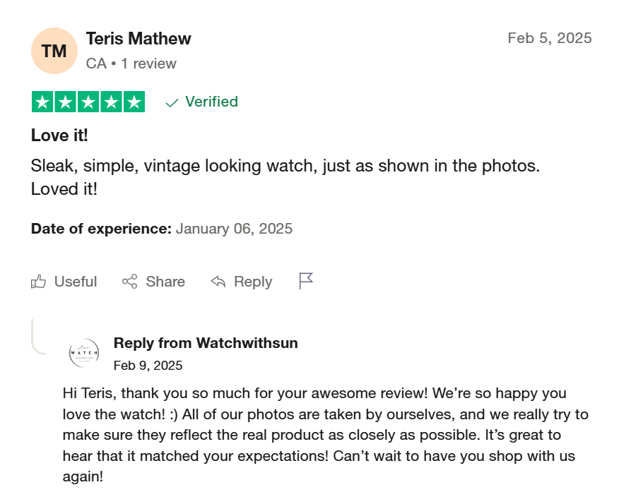 WatchwithSun customer reviews